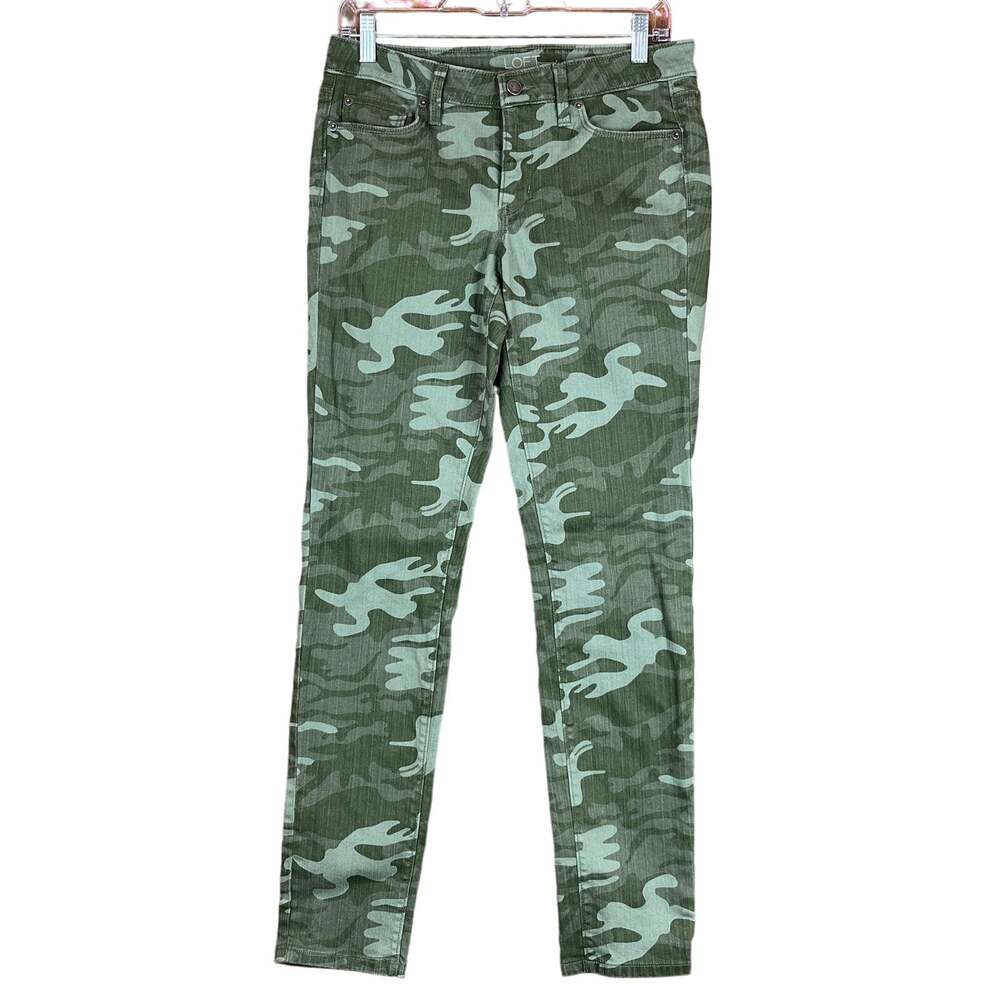 Ann Taylor LOFT Womens Jeans Green Camouflaged Denim Modern Skinny Stretch 6